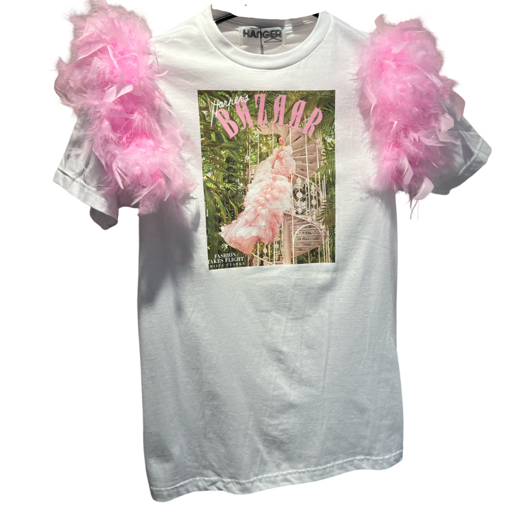 Pink feathers T-shirt