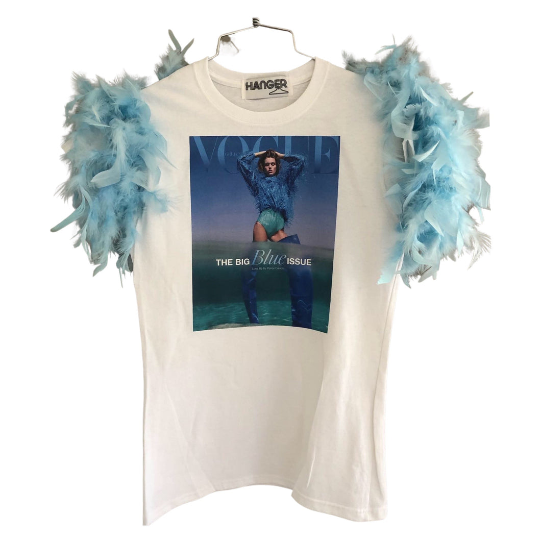 T-shirt blue feathers