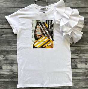 WHITE RUFFLES T-SHIRT