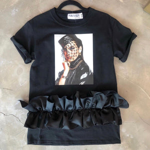 BLACK RUFFLE T-SHIRT