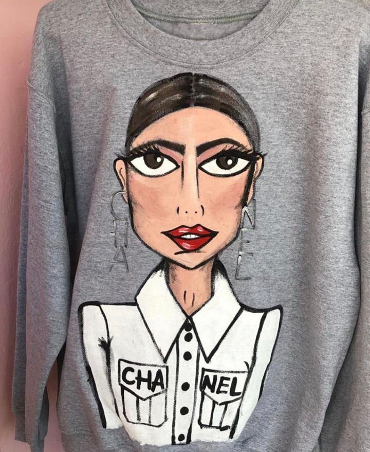 SUDADERA PINTADA A MANO CHANEL